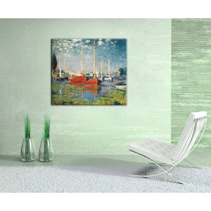 Obraz na plátne ČERVENÉ LODE V ARGENTEUIL – Claude Monet  REP073 (reprodukcia 70x60 cm)