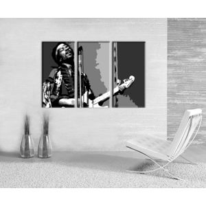 Ručne maľovaný POP Art obraz Jimmy Hendrix 3 dielny  jh (POP ART obrazy)