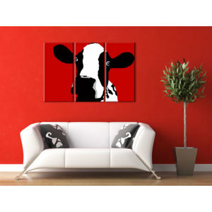 Ručne maľovaný POP Art obraz Cow 3 dielny  cow (POP ART obrazy)
