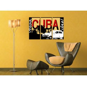Ručne maľovaný POP Art obraz Cuba 3 dielny  cuba (POP ART obrazy)