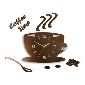Moderné nástenné hodiny COFFE TIME 3D COPPER copper