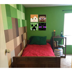 Minecraft obraz - Najlepšie postavičky na plátne - Alex, Steve, Enderman, Creeper